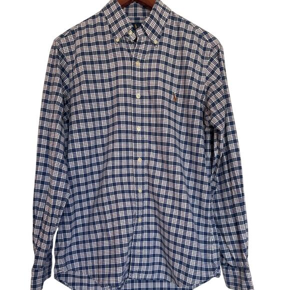 Ralph Lauren Classic Fit Shirt 👔 Mens S | Plaid Red White Blue | 100% Cotton - Picture 2 of 8